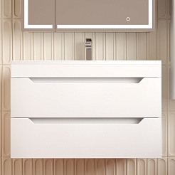 Style Line Тумба под раковину Остин 80 подвесная белая матовая – фотография-2